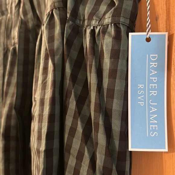 Draper James RSVP Paperbag Waist Plaid Tie Waist Skirt Black Green Plus Size 3X - Picture 8 of 14